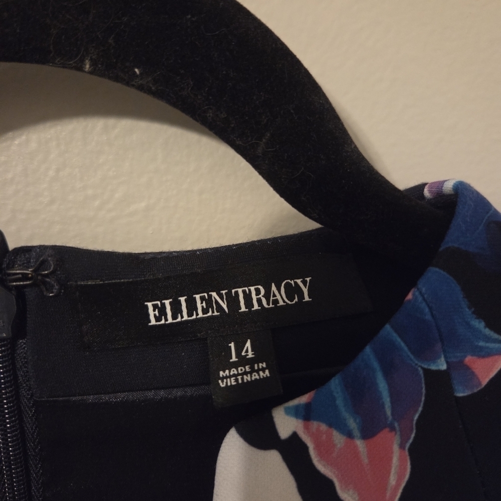 Ellen Tracy Womens Floral Black Sleeveless Fit And Flare Dress With Pockets. 14 - Picture 8 of 8